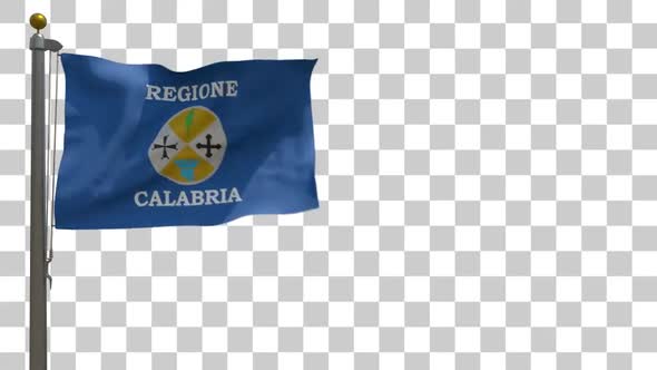 Calabria Flag on Flagpole with Alpha Channel
