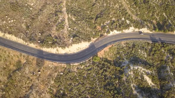 drone Aerial view of mountain pass road