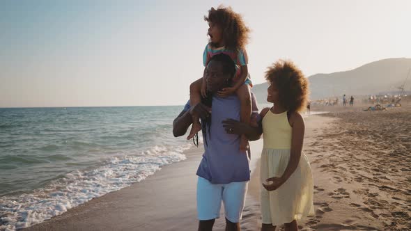 Happy family spending the day at the beach.