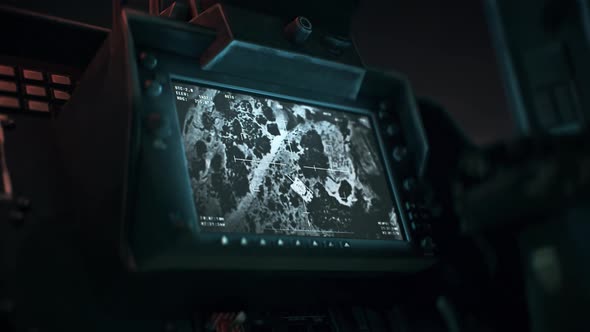 Army combat helicopter is shooting a rocket at the enemy tank on the ground alt