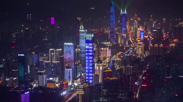 Timelapse Flashing Shenzhen Skyscrapers in Luohu District