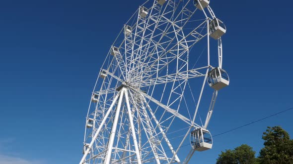 White Ferris Wheel on Blue Sky Zelenogradsk City