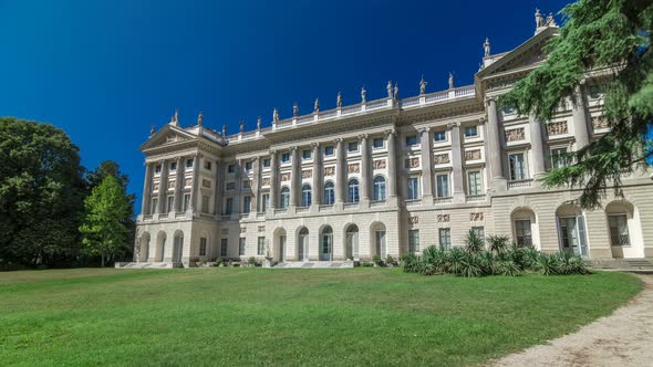 Galleria d'Arte Moderna Timelapse Hyperlapse in Milan Italy View From Giardini Di Villa Reale