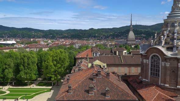 TurinAerial Timelapse Skyline Panorama with the Alps