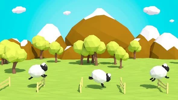 Cartoon Sheep Jumping