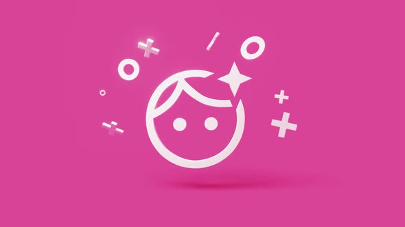 Retouching 3d Icon on a Simple Pink Background  Seamless Animation Loop
