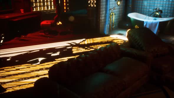 Sci Fi Futuristic Interior with Neon Lights alt