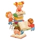 Children Reading Books in the Library - GraphicRiver Item for Sale