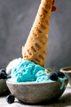 Turquoise ice cream in waffle cones - PhotoDune Item for Sale
