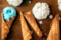 Turquoise ice cream in waffle cones - PhotoDune Item for Sale