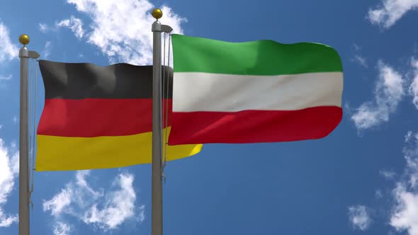 Germany Flag Vs Nordrhein-westfalen Flag on Flagpole