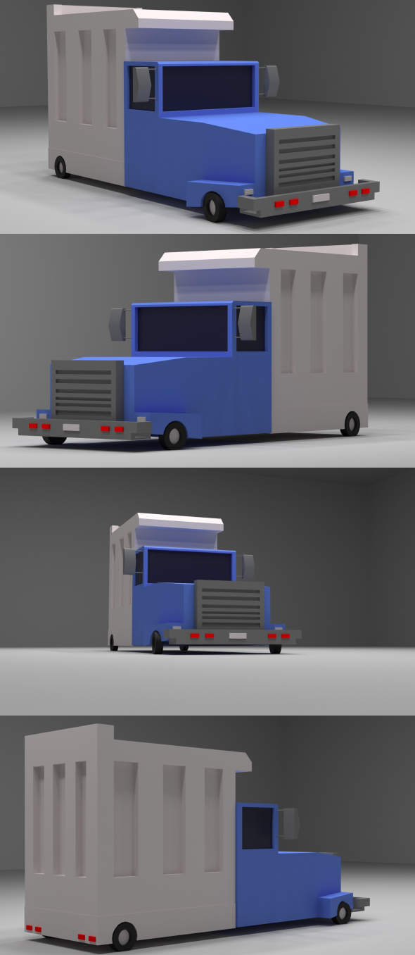 Cartoon Low-Poly truck vehicle for game-ready 3D model