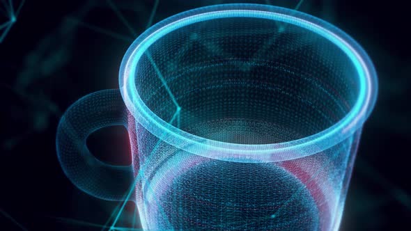 Stainless Steel Metal Cup Hologram Close Up 4k