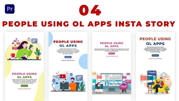 People Using Online Apps Instagram Story Pack