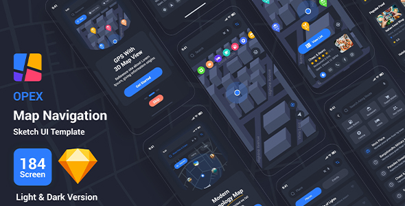 Opex – Map Navigation Sketch UI Template