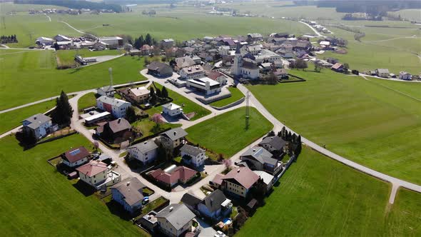Beautiful view on an Village in Upper Austria Drone Video