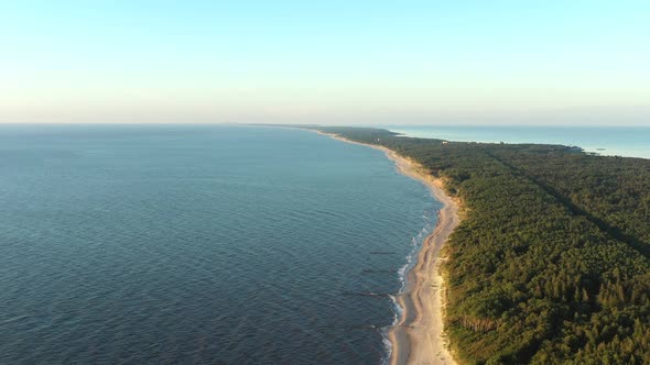 Curonian Spit Wth Baltic Sea Coastline on Sunset