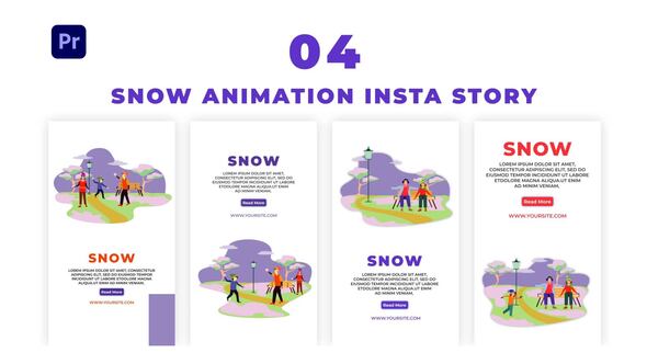 Kids Enjoying  Snow Animation Instagram Story