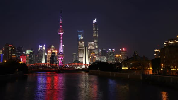 Night View Of Downtown Shanghai 