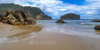 ed Landscape of the Oriental Coast of Asturias, La Franca, Ribadedeva, Asturias, Spain, Europe