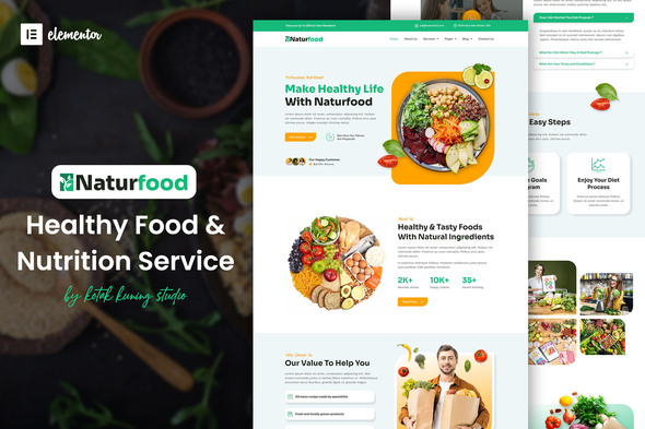 Naturfood - Healthy Food & Nutrition Specialist Elementor Template Kit