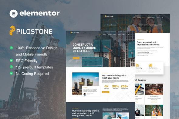 Pilostone - Construction & Building Service Elementor Template Kit