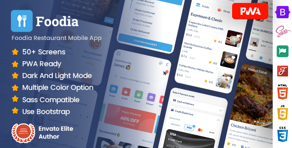 Foodia - Food Restaurant Mobile App Template ( Bootstrap 5 + PWA )