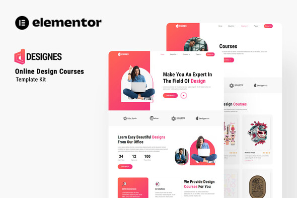 Designes – Online Design Course Elementor Template Kit – 0 Sold!