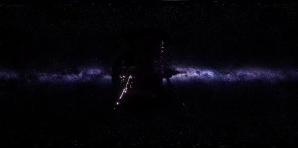 ISS in Virtual Reality 360 Degree Video. International Space Station Orbiting alt