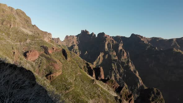 Drone Flying Over Tropical Mountains of Madeira Island, Portugal