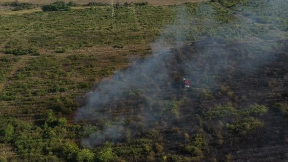 Aerial View Of Fire In Nature 