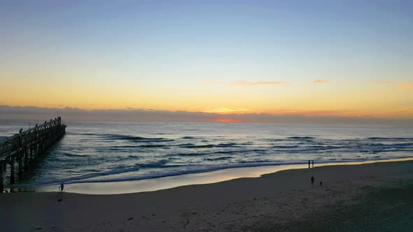 Golden sunrise, Gold Coast, Queensland Australia, Jetty in foreground