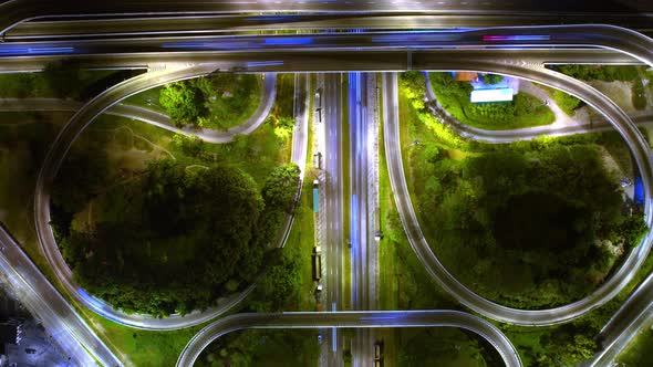 4K : Aerial drone hyperlapse video of elevated toll road junction