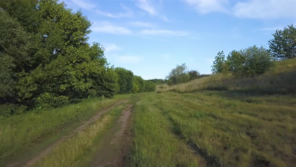 Flying Over a Country Road