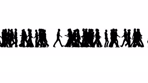 Silhouettes of Crowd People Walking
