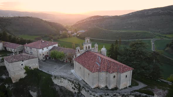 Aerial View of Santa Casilda Shrine at Sunset La Bureba Burgos Province CastileLeon