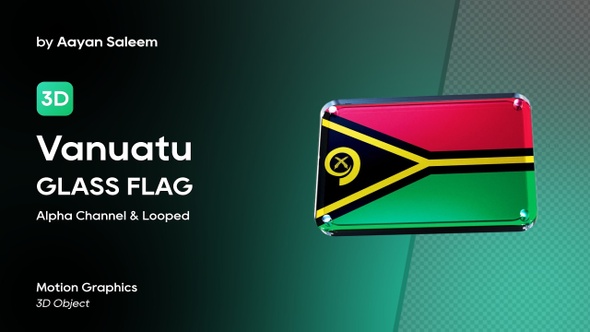 Vanuatu Flag 3D Glass Badge