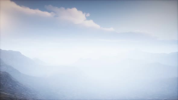 Volcano Crater Landscape with Fog