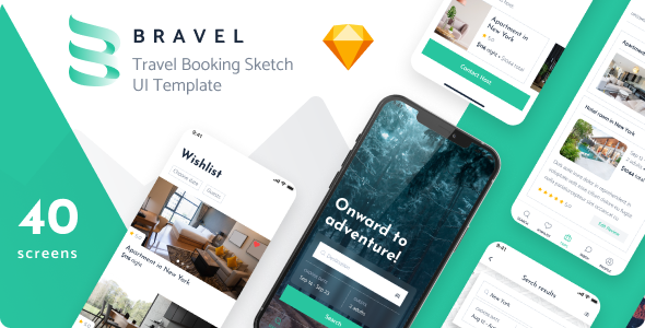 Bravel - Travel Booking App Sketch UI Template