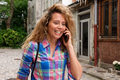 Close up happy woman talking with phone outdoors - PhotoDune Item for Sale