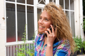 Close up happy woman talking with cellphone outdoors - PhotoDune Item for Sale