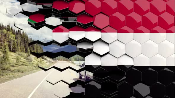 Sudan Flag Hexagon Transition - 4K Resolution alt