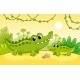 Cute Crocodile with a Cub Stands on a Sandy Beach - GraphicRiver Item for Sale