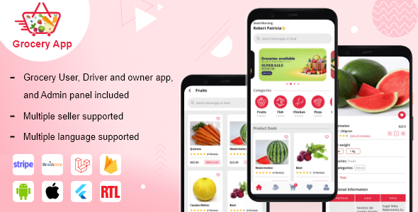 E-commerce grocery app with user, seller & driver app with admin panel