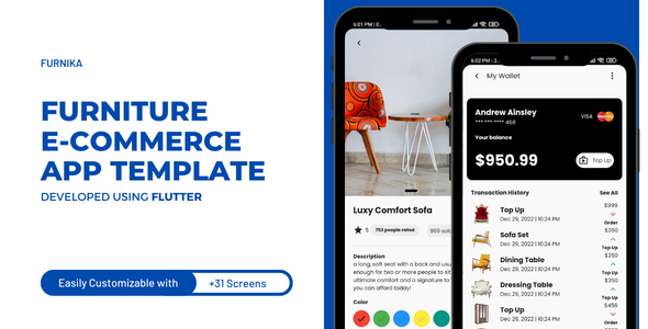 Furniture Store Flutter Mobile App UI Kit Template