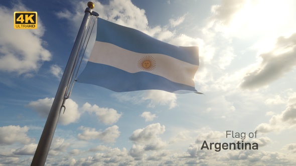 Argentina Flag on a Flagpole - 4K
