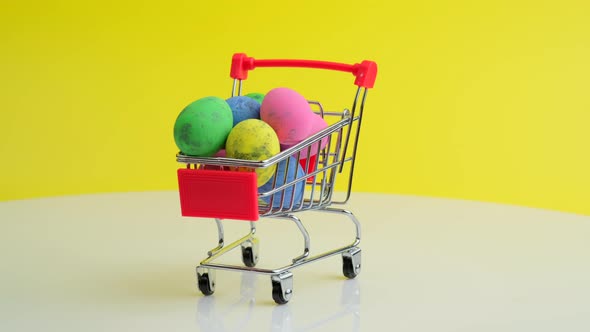 Spinning Shopping Trolley with Easter Eggs