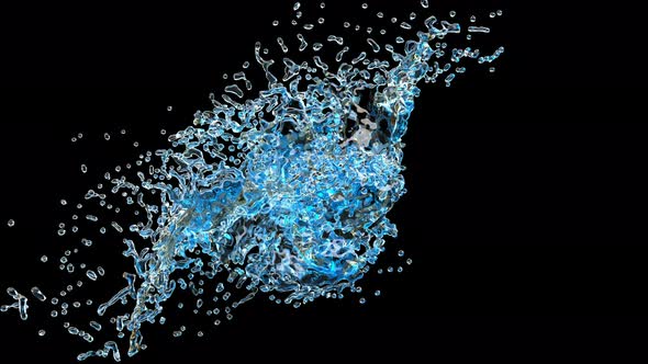 Blue Water Splash on Black Crystal Clear Liquid Super Slow Motion 1000 Fps