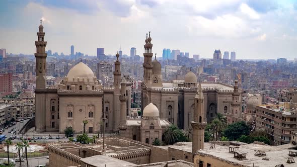 Aerial view of the old part of Cairo, Mosque-Madrassa of Sultan Hassan