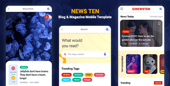 Newsten - Blog & Magazine Mobile HTML Template